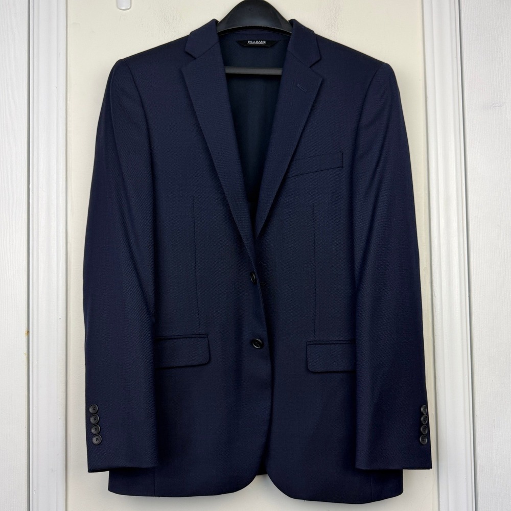 Jos. A. Bank TRAVEL TECH Mens 38R Slim Fit WOOL Blazer Sport Coat Jacket Navy